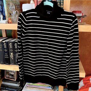 French Connection Striped Turtleneck | Black&White | XL Sweater